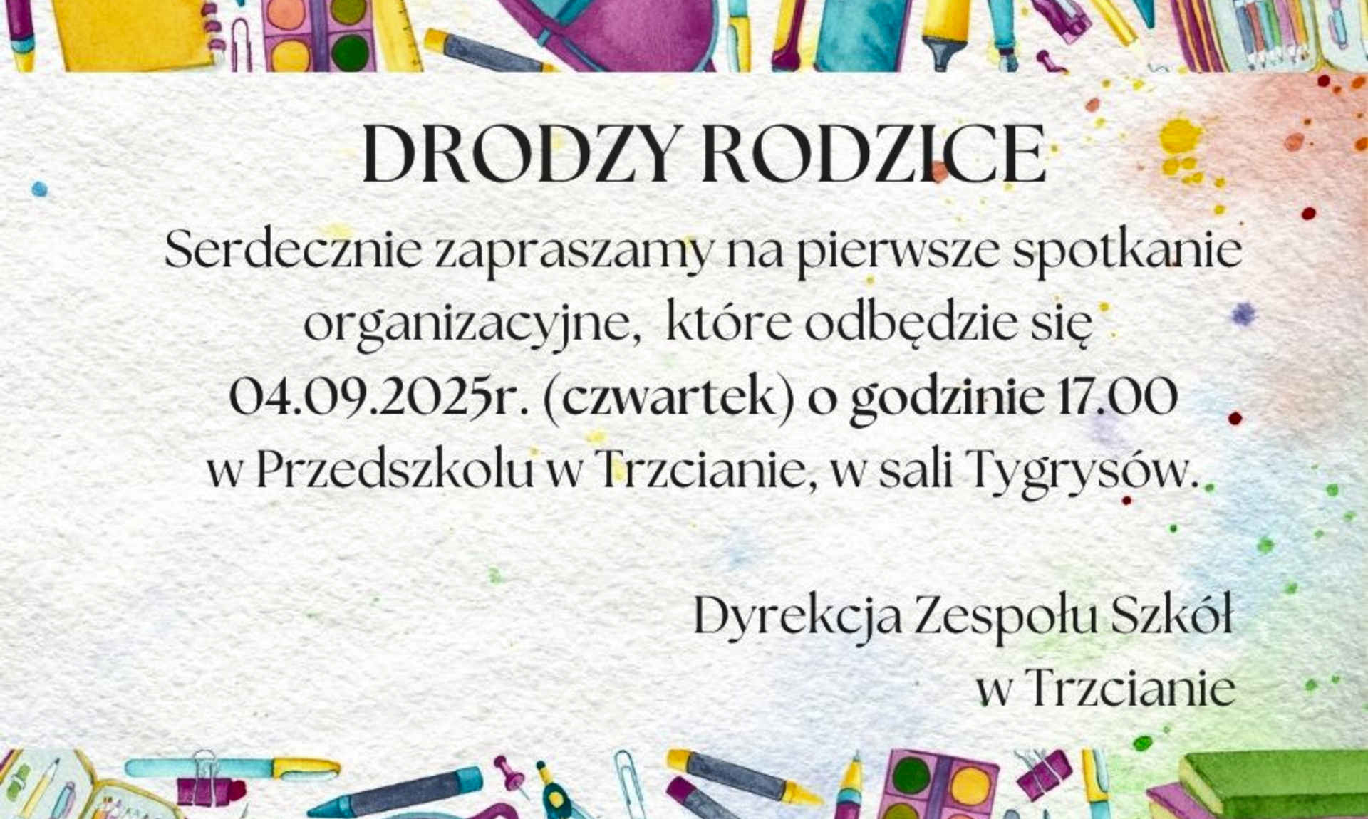 Baner nowego roku szkolnego