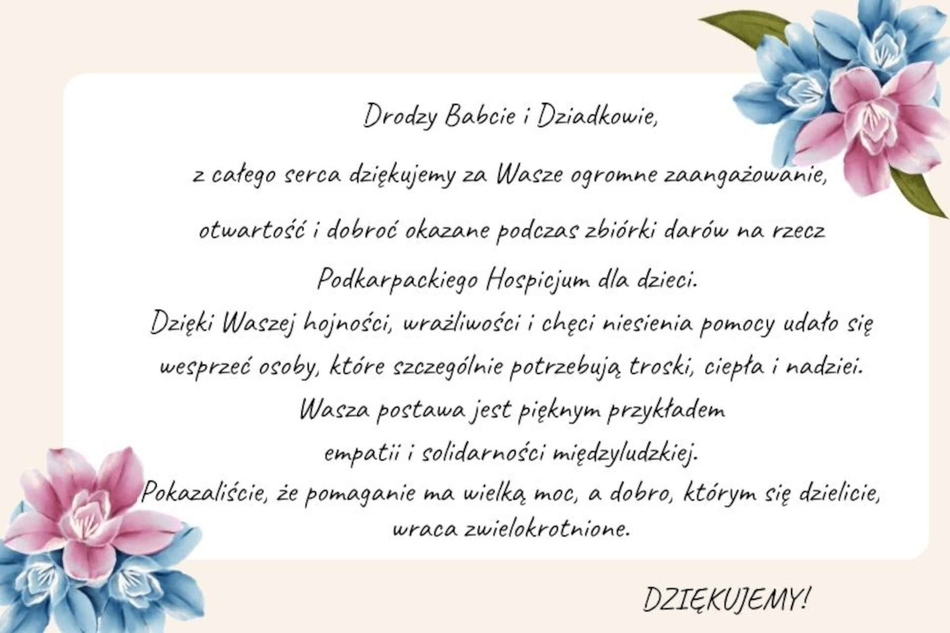 Tekst podziękowania
