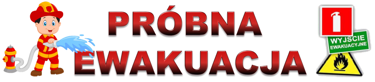 Baner próbna ewakuacja, strażak
