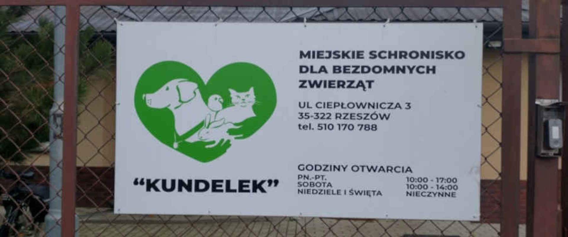 Tablica schroniska dla psów "Kundelek"